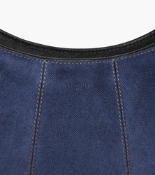 PETIT SAC DEMI LUNE LE TANNEUR JULIETTE EN CUIR SUEDE EFFET DENIM TJET1051Q82 www.solene-maroquineri