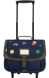 CARTABLE A ROULETTES TANN'S 38CM SOAN BLEU 42165 www.solene-maroquinerie.fr