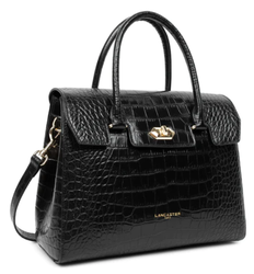 SAC A MAIN LANCASTER EXOTIC LZARD ET CROCO NOIR 524-85 NOIR www.solene-maroquinerie.fr