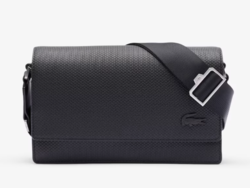 SAC REPORTER A RABAT LACOSTE CHANTACO EN CUIR NOIR NU4118CE 000 www.solene-maroquinerie.fr