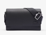 SAC REPORTER A RABAT LACOSTE CHANTACO EN CUIR NOIR NU4118CE 000 www.solene-maroquinerie.fr