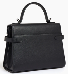 SAC  MAIN DOUBLE RABAT MOYEN MODLE LE TANNEUR EMILIE EN CUIR GRAIN NOIR TEMI1014N01 www.solene-ma