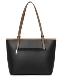 SAC CABAS LANCASTER CONSTANCE NOIR NUDE VISON 437-07 NOIR_NUVI www.solene-maroquinerie.fr