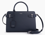 SAC A MAIN MOYEN MODELE LE TANNEUR EMILIE EN CUIR GRAIN BLEU CREPUSCULE TEMI1614B01 www.solene-maro