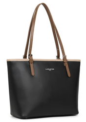 SAC CABAS LANCASTER CONSTANCE NOIR NUDE VISON 437-07 NOIR_NUVI www.solene-maroquinerie.fr
