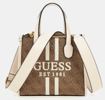 MINI SAC A MAIN GUESS SILVANA LOGO 4G MARRON CLAIRE SS866577 LATTE LOGO STONE www.solene-maroquineri