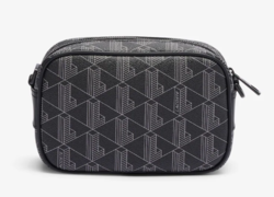 PETIT SAC REPORTER THE BLEND LACOSTE MONO NOIR GRIS TRAVEL NH4670BV N94 www.solene-maroquinerie.fr