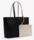 SAC CABAS REVERSIBLE AVEC POCHETTE LACOSTE ANNA NOIR FARINE NF2142AA M66 www.solene-maroquinerie.fr