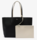 SAC CABAS REVERSIBLE AVEC POCHETTE LACOSTE ANNA NOIR FARINE NF2142AA M66 www.solene-maroquinerie.fr
