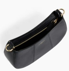 PETIT SAC DEMI LUNE LE TANNEUR JULIETTE EN CUIR GRAIN NOIR TJET1050N01 www.solene-maroquinerie.fr