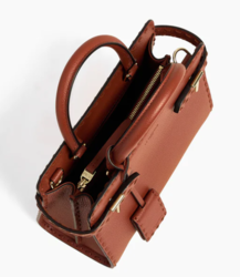 PETIT SAC  MAIN LE TANNEUR EMILIE EN CUIR GRAIN ACAJOU TEMI16M9M05 www.solene-maroquinerie.fr
