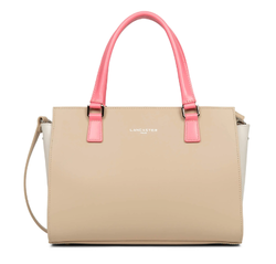 PETIT SAC CABAS MAIN LANCASTER CONSTANCE BEIGE ECRU ROSE FONC� 437-03 BEIGE_ECRF www.solene-maroquin