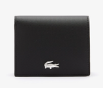 Petit portefeuille LACOSTE Anna pliable  bouton pression noir NF3252AA A91 www.solene-maroquinerie.