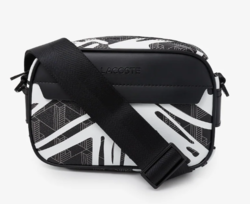 PETIT SAC REPORTER THE BLEND LACOSTE PRINT BLANC MONO NOIR NH4785BG Q11 www.solene-maroquinerie.fr