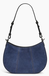 PETIT SAC DEMI LUNE LE TANNEUR JULIETTE EN CUIR SUEDE EFFET DENIM TJET1051Q82 www.solene-maroquineri