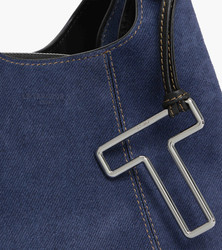 PETIT SAC  MAIN LE TANNEUR JULIETTE EN CUIR SUEDE EFFET DENIM TJET1006Q82 www.solene-maroquinerie.f
