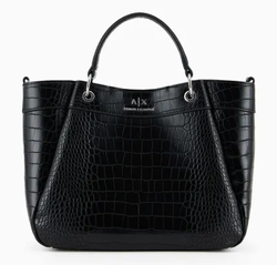 SAC A MAIN ARMANI EXCHANGE NOIR CROCO 9429113F784100020 www.solene-maroquinerie.fr