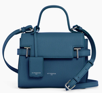 PETIT SAC  MAIN  RABAT LANCASTER EMILIE EN CUIR SIGNATURE T BLEU PAON TEMI1000B19 www.solene-maroq