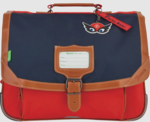 CARTABLE TANN&#039;S ARTHUR BICOLORE BLEU ROUGE 38CM www.solene-maroquinerie.fr