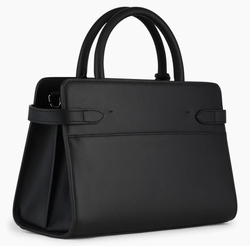 SAC A MAIN MOYEN MODELE LE TANNEUR EMILIE EN CUIR GRAIN NOIR TEMI1614N01 www.solene-maroquinerie.fr