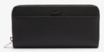 Grand portefeuille unisexe LACOSTE Chantaco zippé en cuir piqué noir NF3885KL 000 www.solene-maroqui