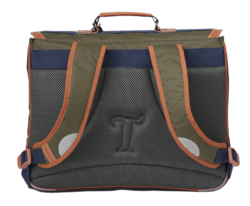 CARTABLE TANN'S AXEL BICOLORE KAKI BLEU 41CM 41127 www.solene-maroquinerie.fr