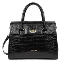 SAC A MAIN LANCASTER EXOTIC LZARD ET CROCO NOIR 524-85 NOIR www.solene-maroquinerie.fr