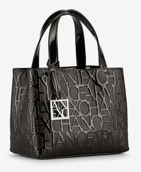 PETIT SAC A MAIN EMBOSS ARMANI EXCHANGE NOIR VERNIS 942647CC794100020 www.solene-maroquinerie.fr