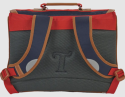 CARTABLE TANN'S ARTHUR BICOLORE BLEU ROUGE 38CM www.solene-maroquinerie.fr