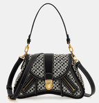SAC D&#039;EPAULE GUESS BELLE VINTAGE DENIM NOIR LOGO JA8966190 BLACK LOGO www.solene-maroquinerie.fr