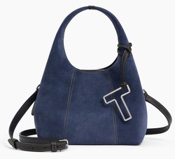 PETIT SAC  MAIN LE TANNEUR JULIETTE EN CUIR SUEDE EFFET DENIM TJET1006Q82 www.solene-maroquinerie.f