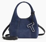 PETIT SAC  MAIN LE TANNEUR JULIETTE EN CUIR SUEDE EFFET DENIM TJET1006Q82 www.solene-maroquinerie.f