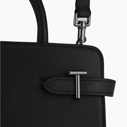 SAC A MAIN MOYEN MODELE LE TANNEUR EMILIE EN CUIR GRAIN NOIR TEMI1614N01 www.solene-maroquinerie.fr