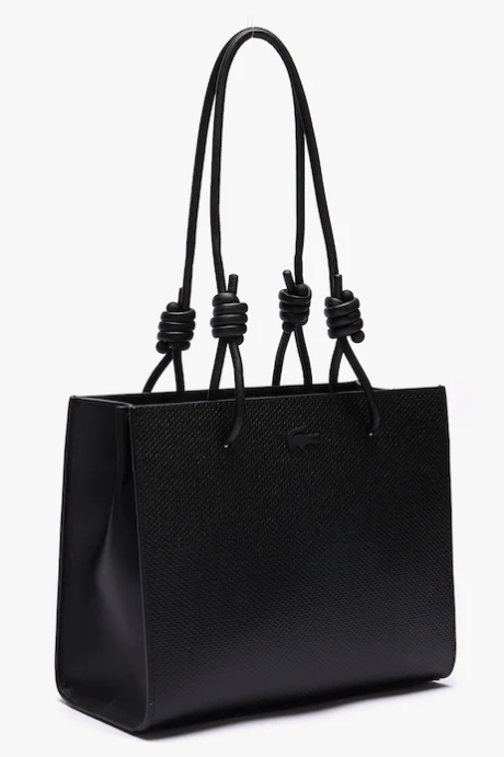 Sac à main LACOSTE Chantaco porté épaule en cuir piqué mat noir - Solene  maroquinerie