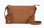 PETIT SAC BANDOULIRE LE TANNEUR ROMY EN CUIR NUBUCK GRAIN MARRON TAN TROM1102G05 www.solene-maroqu