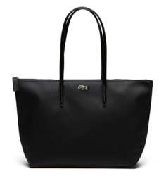 Sac cabas zipp LACOSTE L.12.12 Concept uni noir NF1888PO000 www.solene-maroquinerie.fr