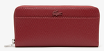 Grand portefeuille unisexe LACOSTE Chantaco zipp en cuir piqu cranberry NF3885KL 398 www.solene-ma