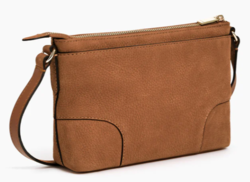 PETIT SAC BANDOULIRE LE TANNEUR ROMY EN CUIR NUBUCK GRAIN MARRON TAN TROM1102G05 www.solene-maroqu