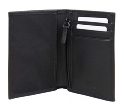 PORTEFEUILLE VERTICAL PLAT 2 VOLETS LACOSTE CROCODILE NOIR NH23219L 000 www.solene-maroquinerie.fr