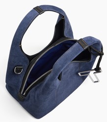 PETIT SAC  MAIN LE TANNEUR JULIETTE EN CUIR SUEDE EFFET DENIM TJET1006Q82 www.solene-maroquinerie.f