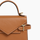 PETIT SAC  MAIN DOUBLE RABAT EMILIE EN CUIR GRAIN MARRON TAN TEMI1006G05 www.solene-maroquinerie.f