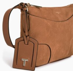 PETIT SAC BANDOULIRE LE TANNEUR ROMY EN CUIR NUBUCK GRAIN MARRON TAN TROM1102G05 www.solene-maroqu