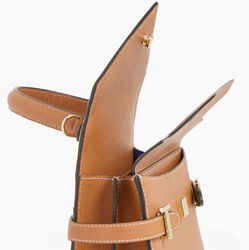 SAC  MAIN DOUBLE RABAT MOYEN MODLE LE TANNEUR EMILIE EN CUIR GRAIN MARRON TAN TEMI1014G05 www.sol