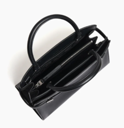 SAC A MAIN MOYEN MODELE LE TANNEUR EMILIE EN CUIR LISSE ET NUBUCK NOIR TEMI16M1N01 www.solene-maroqu