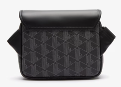 SACOCHE A RABAT CLIPS THE BLEND LACOSTE MONOGRAM NOIR GRIS NH3787LX H45 www.solene-maroquinerie.fr