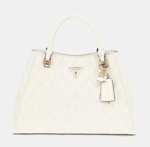 SAC A MAIN GUESS ADELARD LOGO 4G VERNI BLANC GG950206 STONE www.solene-maroquinerie.fr