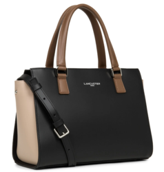 PETIT SAC CABAS MAIN LANCASTER CONSTANCE NOIR NUDE VISON 437-03 NOIR_NUVI  www.solene-maroquinerie.f