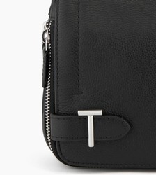 PETIT SAC BANDOULIERE LE TANNEUR SIMONE EN CUIR GRAIN NOIR TMON1200N01 www.solene-maroquinerie.fr