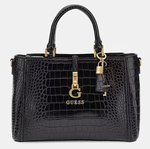 SAC A MAIN GUESS G JAMES EFFET CROCO NOIR CA921206 BLACK www.solene-maroquinerie.fr