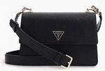 MINI SAC BANDOULIERE GUESS ALEXIE SAFFIANO NOIR EVG873719 BLACK www.solene-maroquinerie.fr